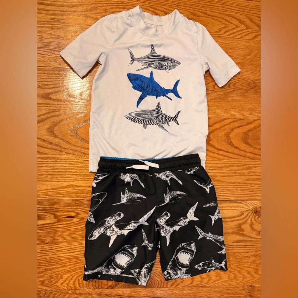 Boys Shark Swim Set - Trunks and Rash Guard